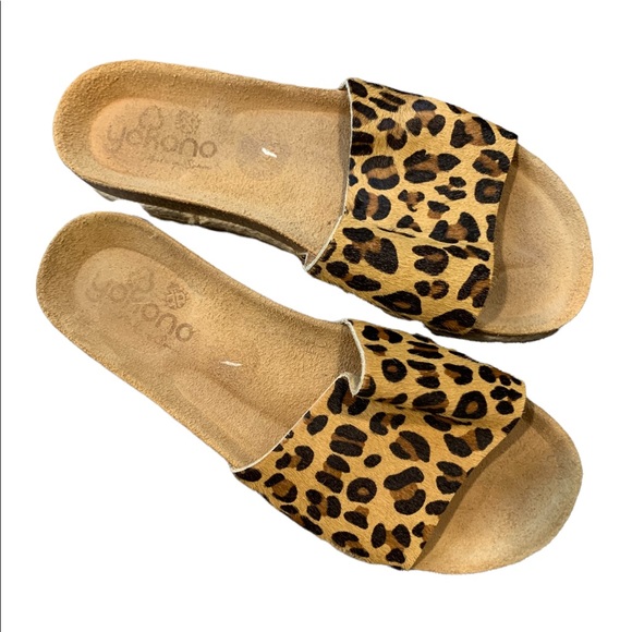 yokono Shoes - T3 Yokono slides espadrilles with cheetah print calf hair cork size 7.5